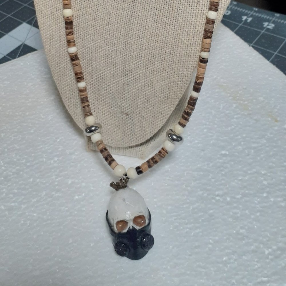 Handmade Skull theme Leather Craft 24" inch Necklace/Skull with HAZMAT MASK